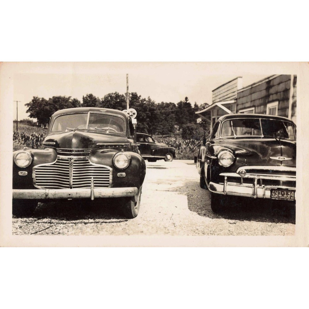 1940s Vintage Photograph Two Classic Chevrolet Deluxe Cars North‎ Carolina